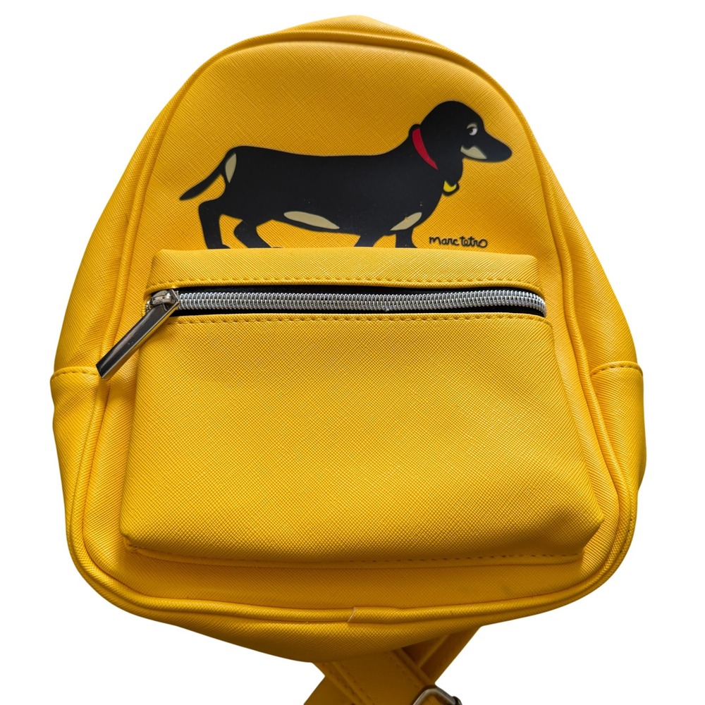 Marc Tetro Dachshund Mini Backpack Womens Small Yellow Good Faux Leather Bag